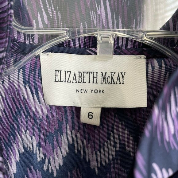 Elizabeth McKay 6 Purple Chevron Long Sleeve Ruffle The Elizabeth Shirt - Picture 2 of 7
